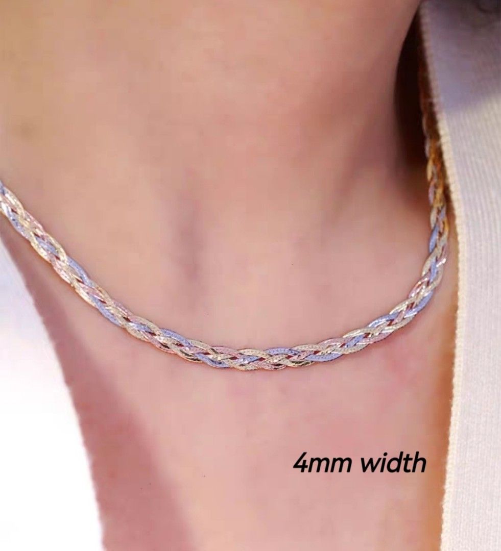 White gold braided top necklace
