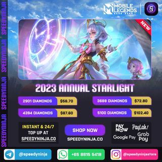 2023 Annual Starlight Membership | Ft. Angela "Avatar of Time" | Mobile Legends Diamonds Top Up | Recharge Mobile Legend | Buy MLBB Diamonds | SpeedyNinja
