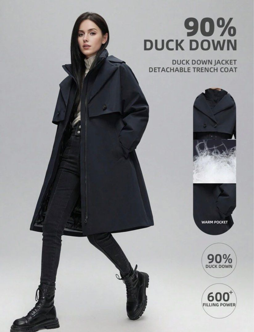 2023 NEW DESIGN 90 Duck down Jacket Detachable Trench Coat