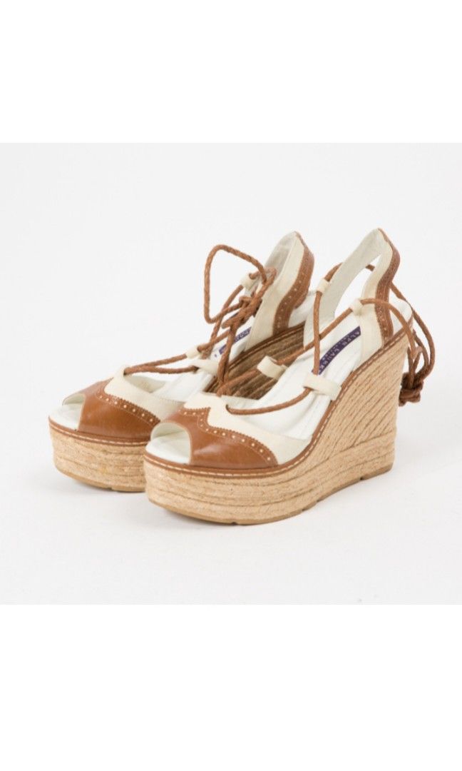612 Ralph lauren lace up wedges leather heels Luxury Sneakers