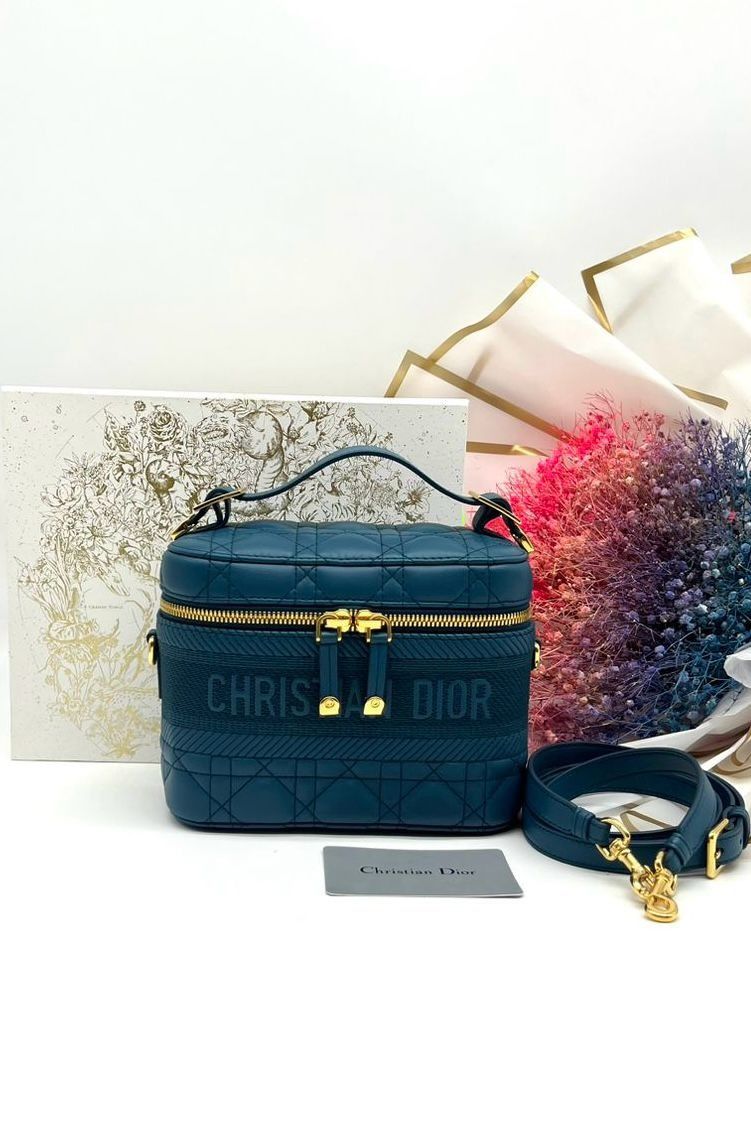 Christian Dior Lambskin Cannage Small Diortravel Vanity Case Deep Ocean Luxury Bags Wallets on Carousell