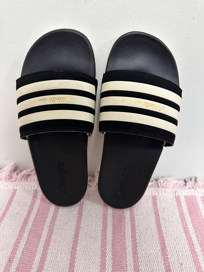 Adidas Women s Adilette Comfort Slides Blue White Stripes
