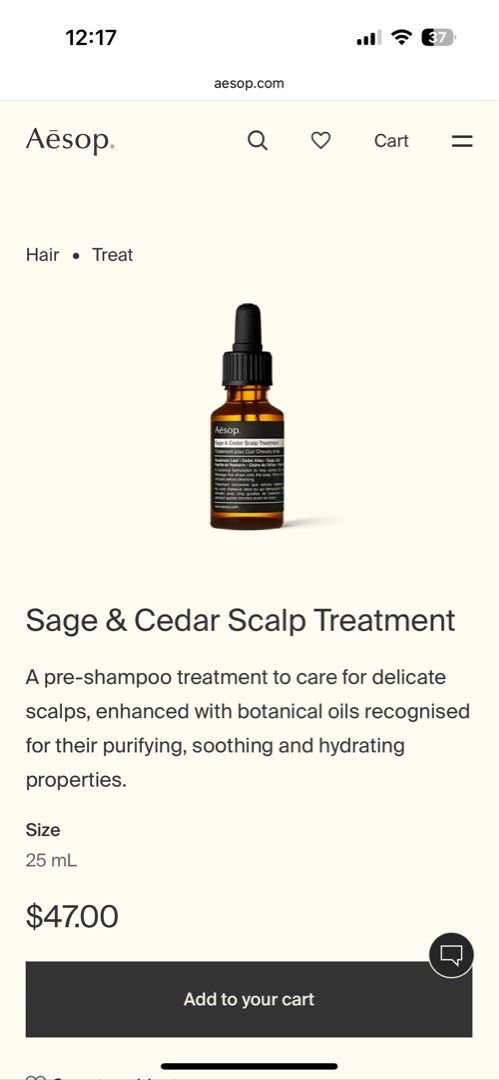 Aesop Sage & Cedar Scalp Treatment 25ml, Beauty & Personal Care, Hair ...
