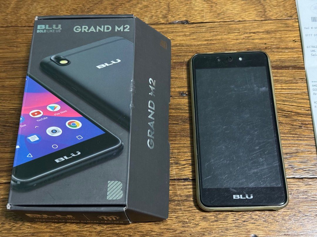 Android Phone BLU Grand M2 , 2019 (Category: Android Others) located in Quezon City. Submitted by soldoutmnl (Listing ID 1267679748, Image 1). Description: Bought in the USA. No longer needed. Used mainly for the purpose of calling and texting. Screen scratch is just the screen protector can put new one. NETWORK Technology GSM / HSPA LAUNCH Announced 2017, October. Released 2017, October Status Discontinued BODY Dimensions 144.9 x 72.1 x 9.4 mm (