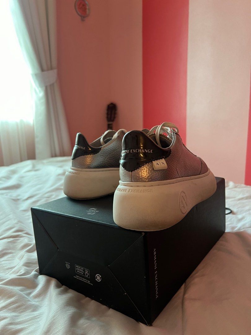 Armani exchange silver sneakers shop