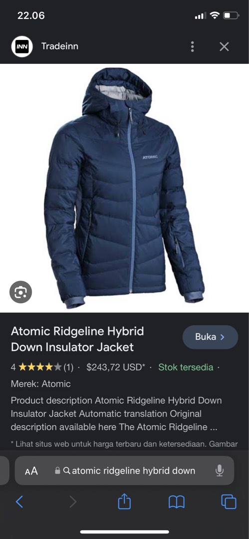 Atomic ridgeline discount hybrid down insulator