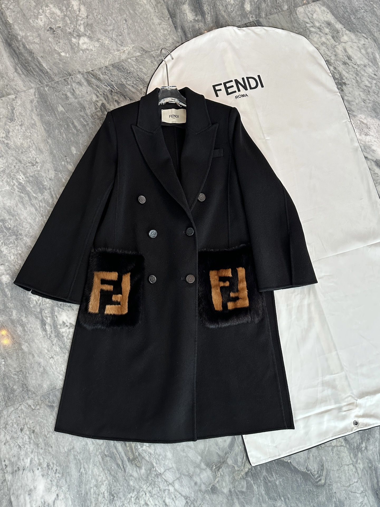 Fendi fur pocket store coat