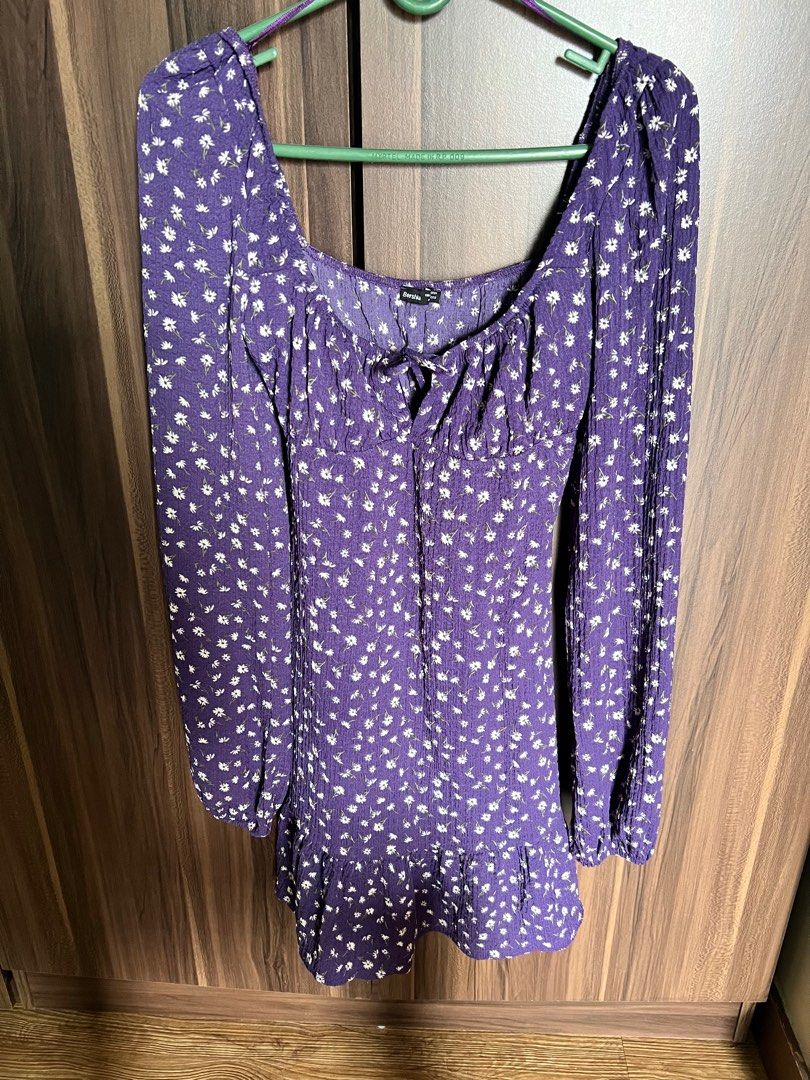 purple dress bershka Bershka Dress in Aubergine