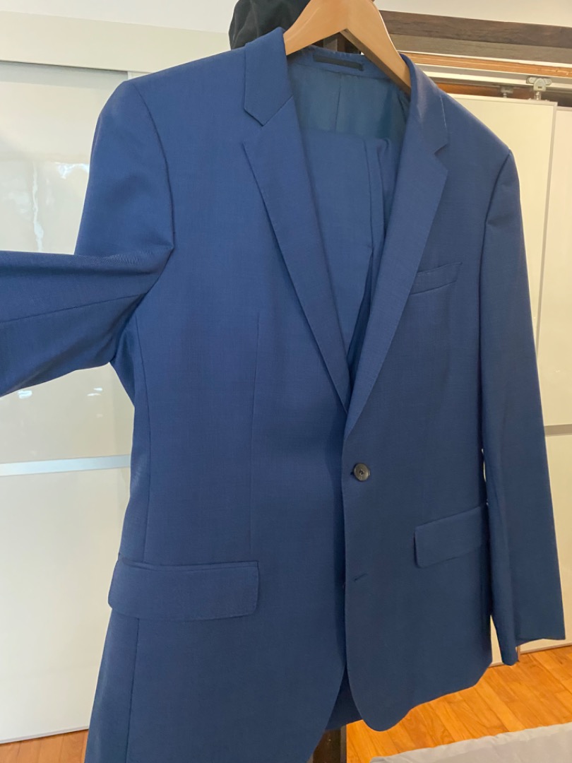 Blue Hugo Boss Slimeline Suit, Super 120 wool, from the Guabello line