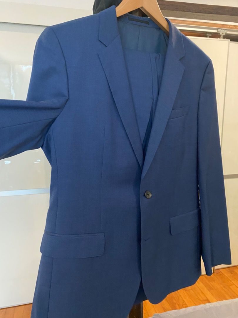 Blue Hugo Boss Slimeline Suit, Super 120 wool, from the Guabello line