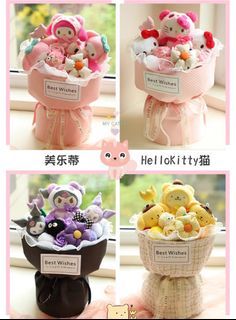 (BN) (preorder) valentine’s day plush bouquet sanrio characters hellokitty / melody / kuromi / pompompurin / cinnamonroll / pochacco