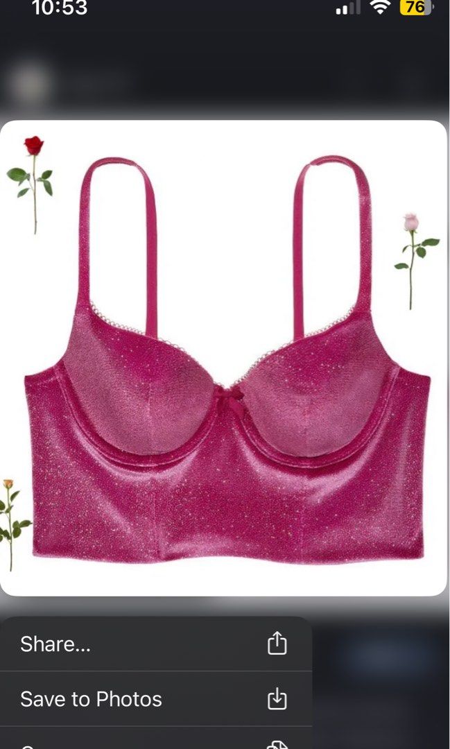 Body By Victoria Secret Pink Velvet Sparkle Bralette, Women's
