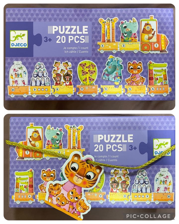 Djeco Puzzle Train Numbers and Animals Kids Puzzle 20 Pieces