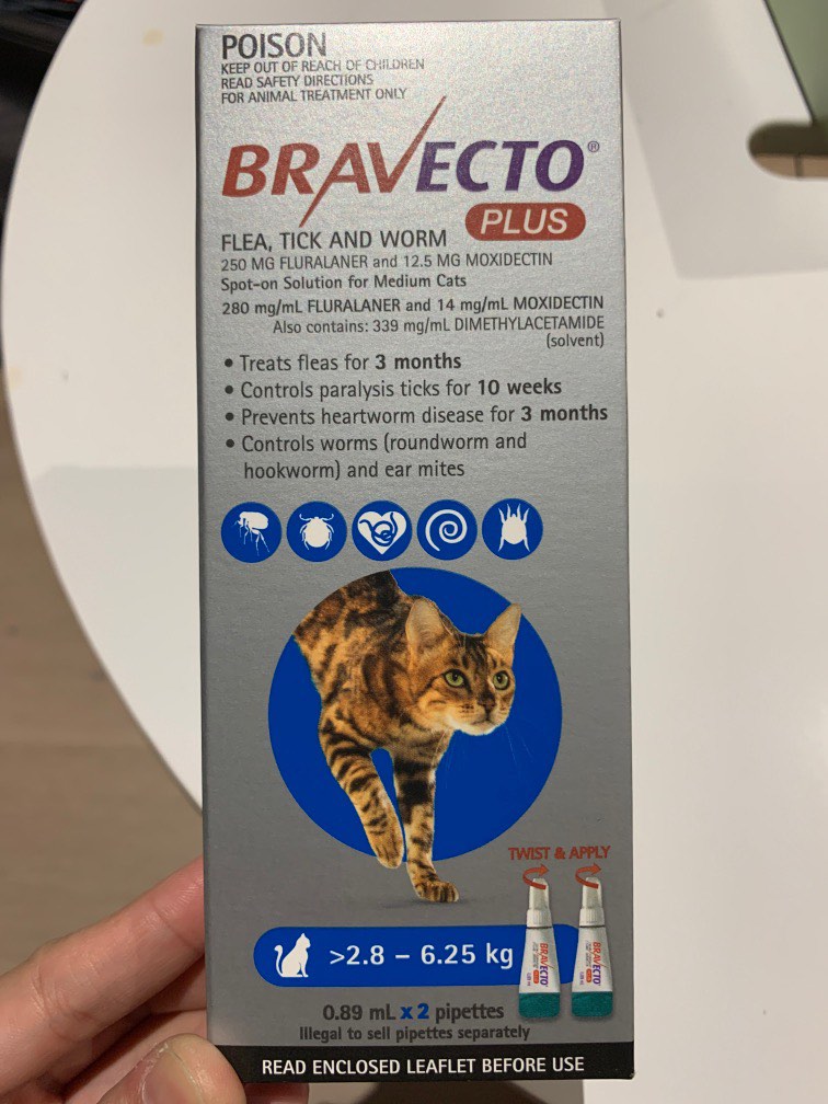 BRAVECTO Plus Cats (2.86.25kg) 2 pipettes, Pet Supplies, Homes & Other