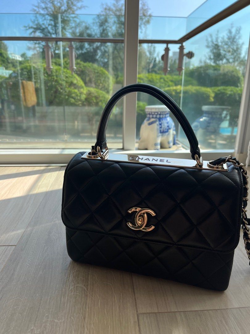Chanel Trendy CC Top Handle leather handbag, 名牌, 手袋及銀包- Carousell
