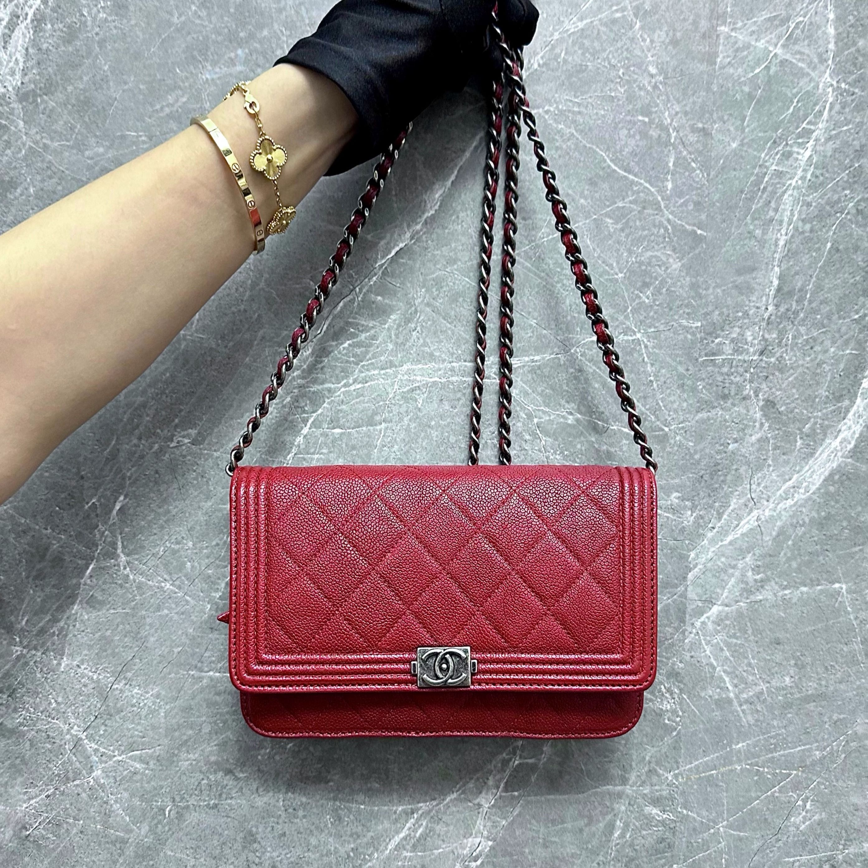 Chanel Caviar Red Leather Large Flap Chain Bag, Luxury, Bags & Wallets on  Carousell