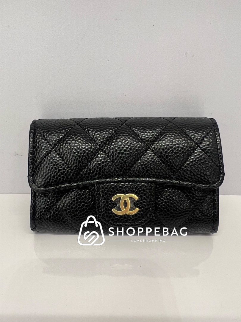Chanel Classic Flap Card Holder Caviar Black GHW, Luxury, Bags