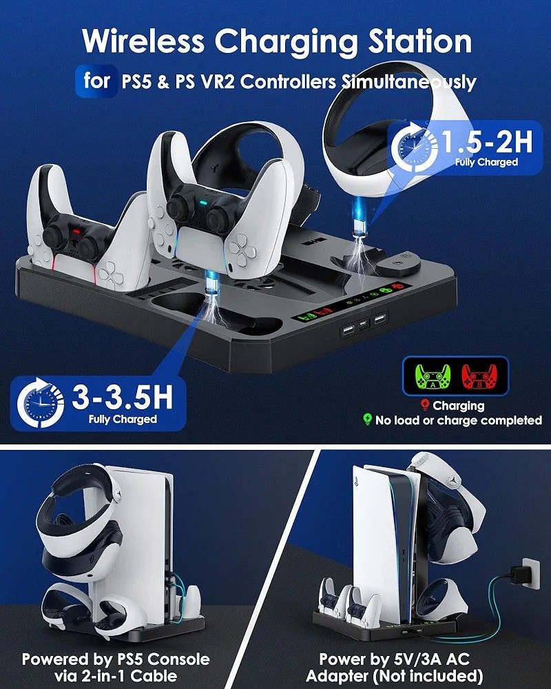  for PS5 Accessories Cooling Stand, PSVR2 Charging