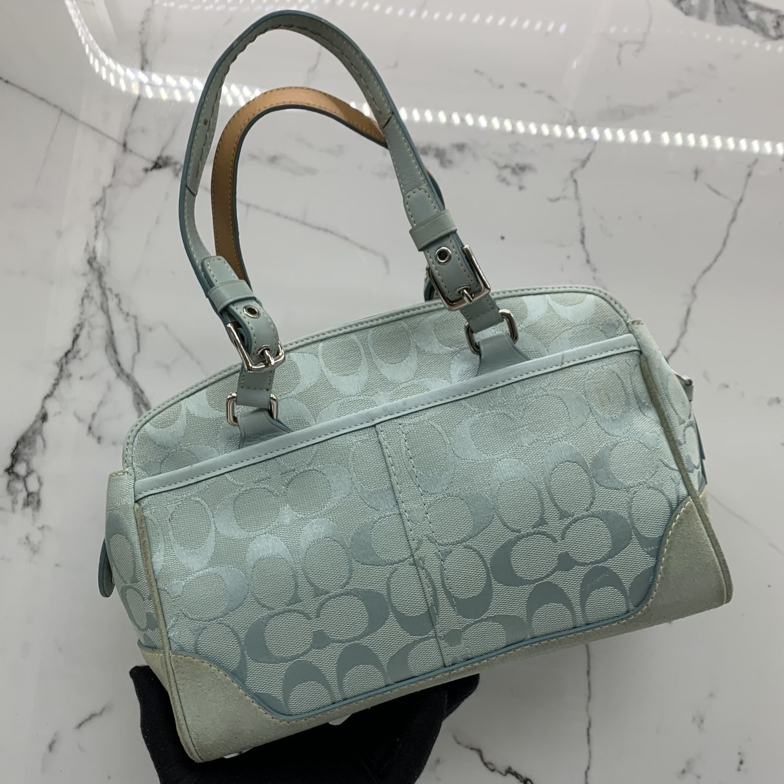 COACH BLUE CANVAS BOSTON HANDBAG 237036911 WE, Luxury, Bags 