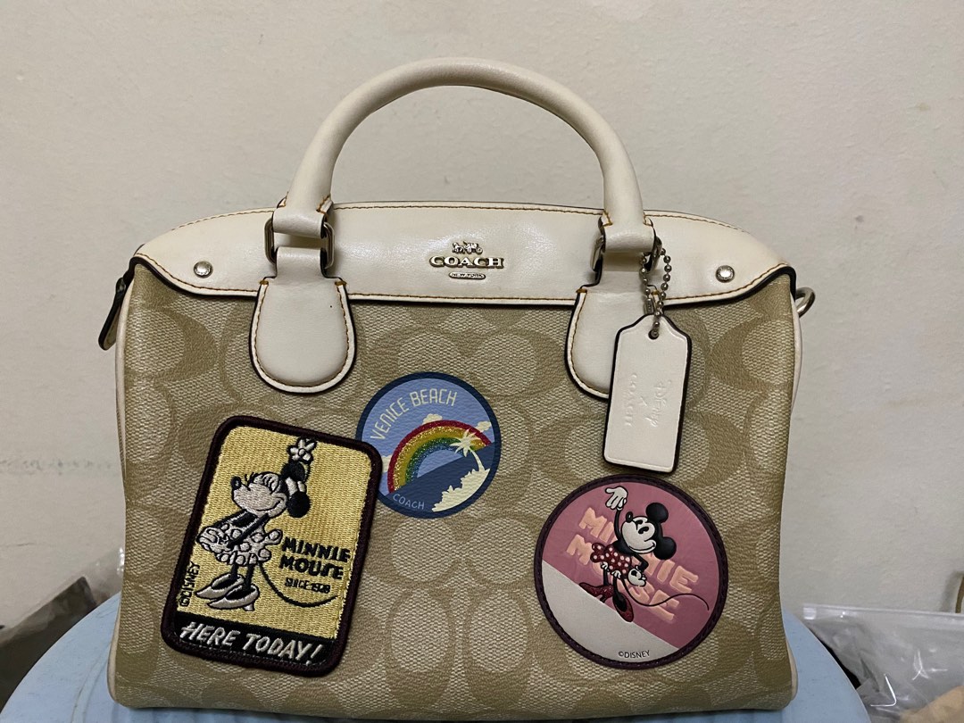 Coach Mini Bennett Satchel in Signature Canvas with Minnie Mouse Patches
