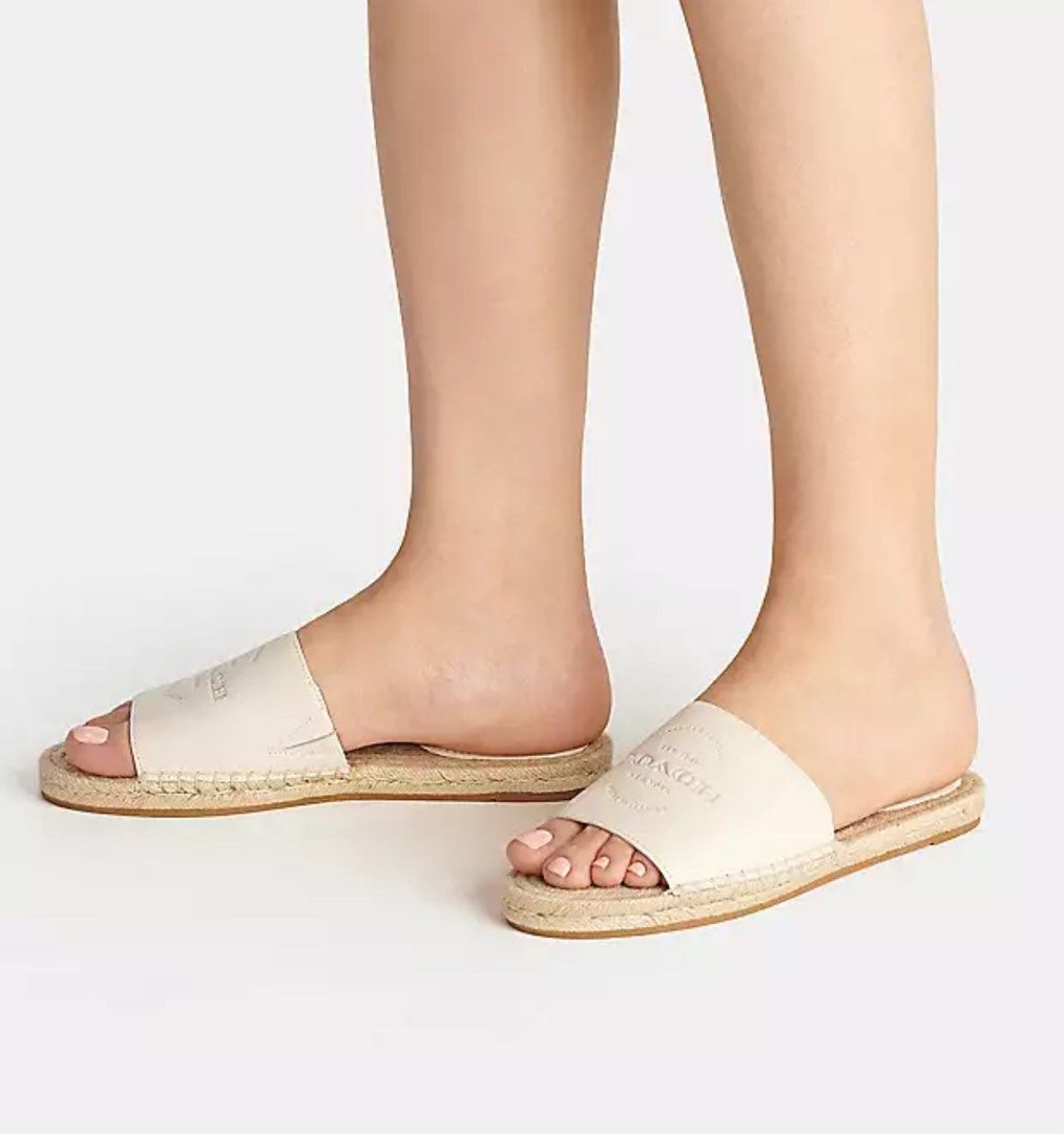 White espadrille slide sandals best sale