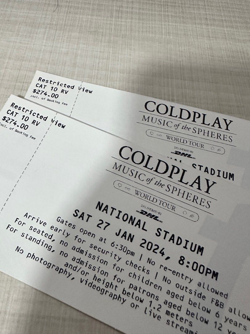 Coldplay Tickets 27 Jan 2024, Tickets & Vouchers, Event Tickets on