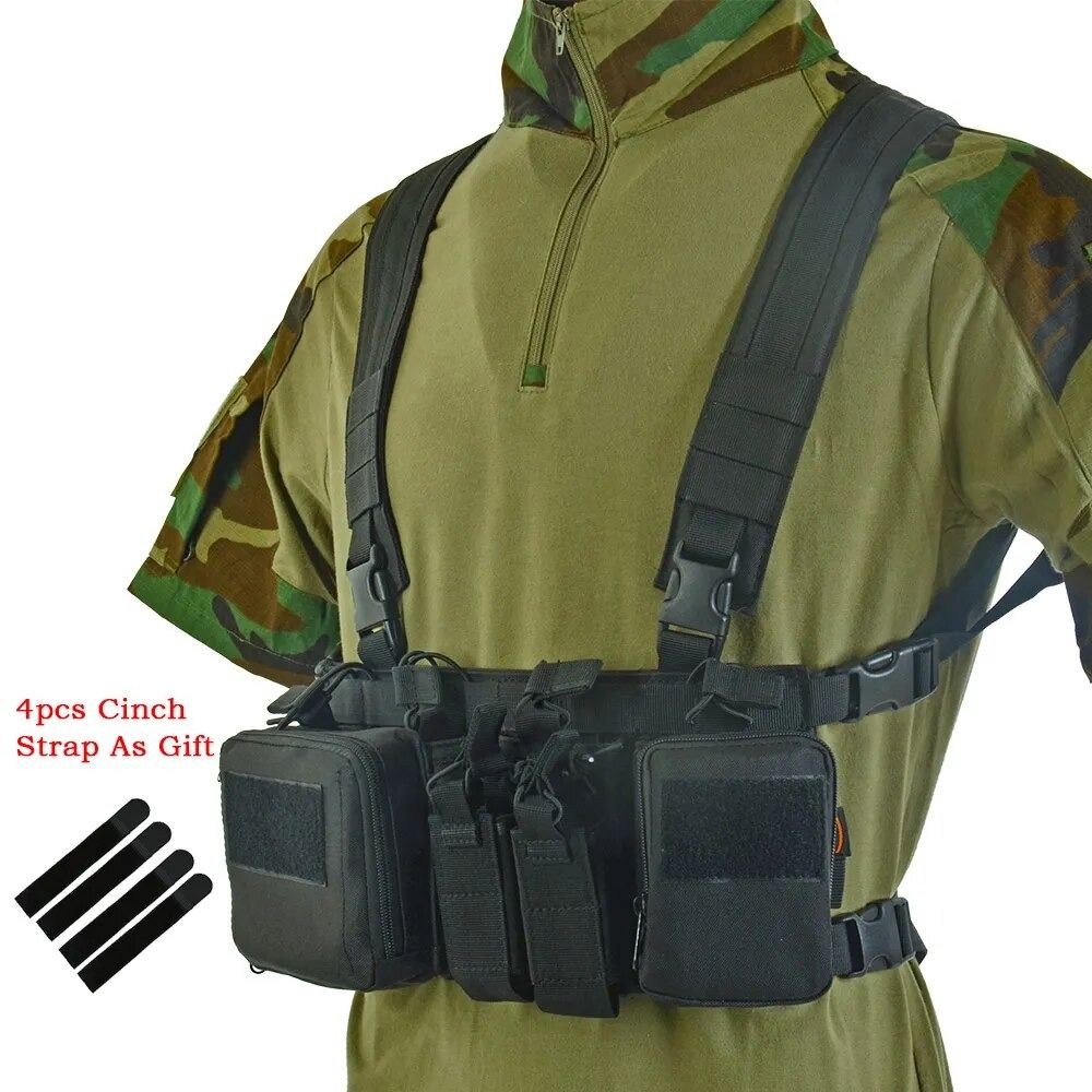 Matrix Special Force Cross Draw Tactical Vest w/ Built In Holster & Mag Pouches (Color: Black