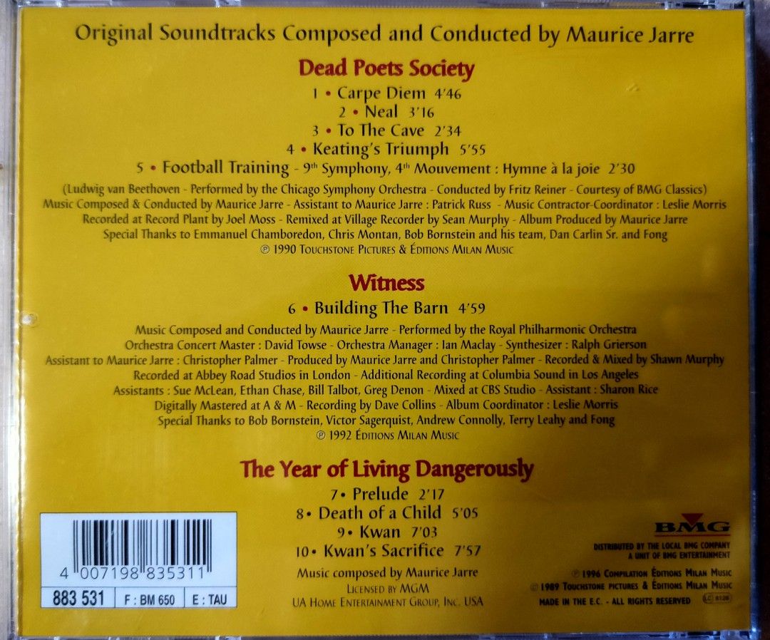 DEAD POETS SOCIETY original motion picture soundtrack CD, Hobbies ...