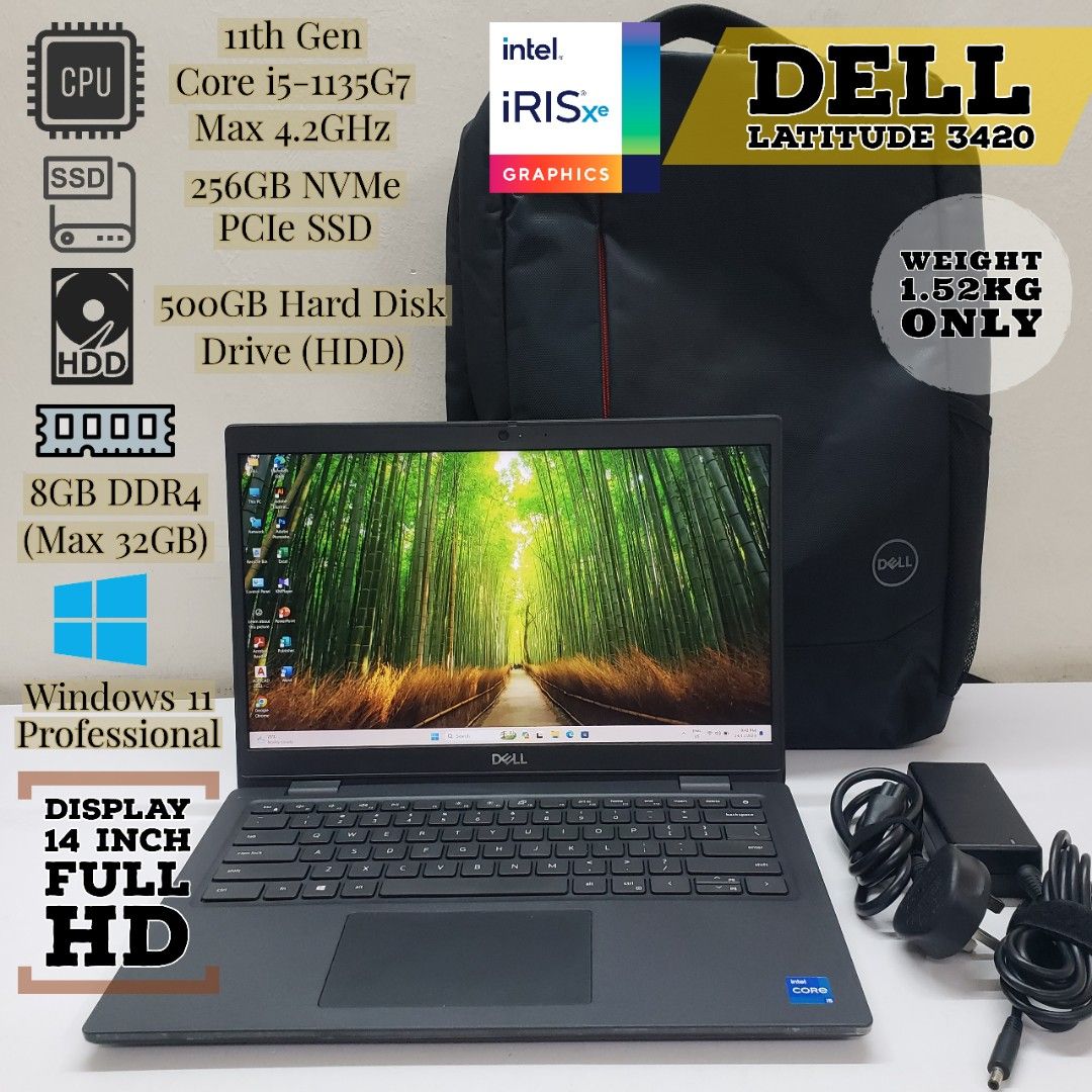 Dell Latitude Core i5 11th Gen / 256GB SSD+500GB / Warranty till 2025