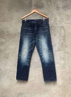 DENIM BY VANQUISH & FRAGMENT SPLATTER - CROPPED SELVEDGE JEANS