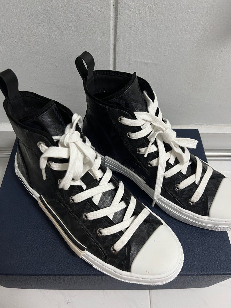 Dior B23 Black CD Diamond Canvas High Top Sneakers, Luxury, Sneakers