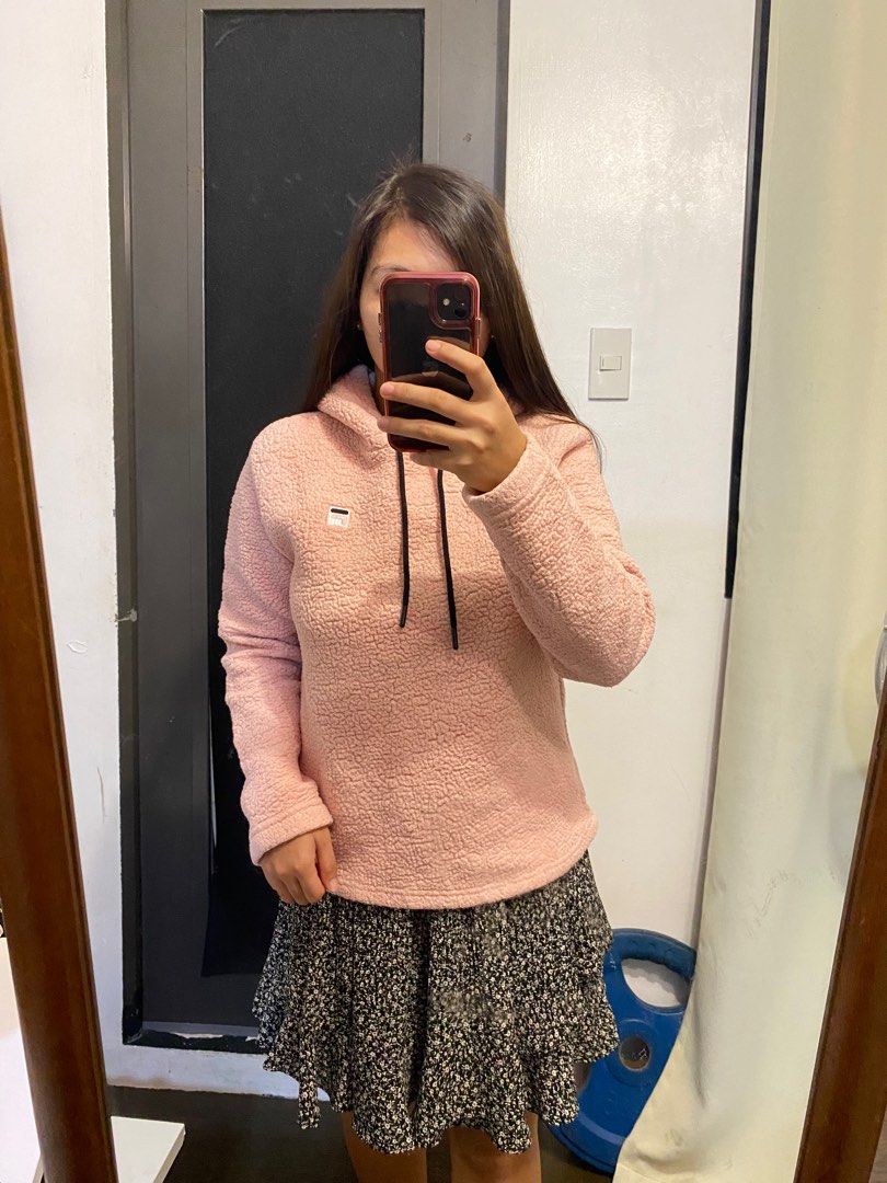 Fila Fleece Pink Sweater Women s Fashion Coats Jackets and