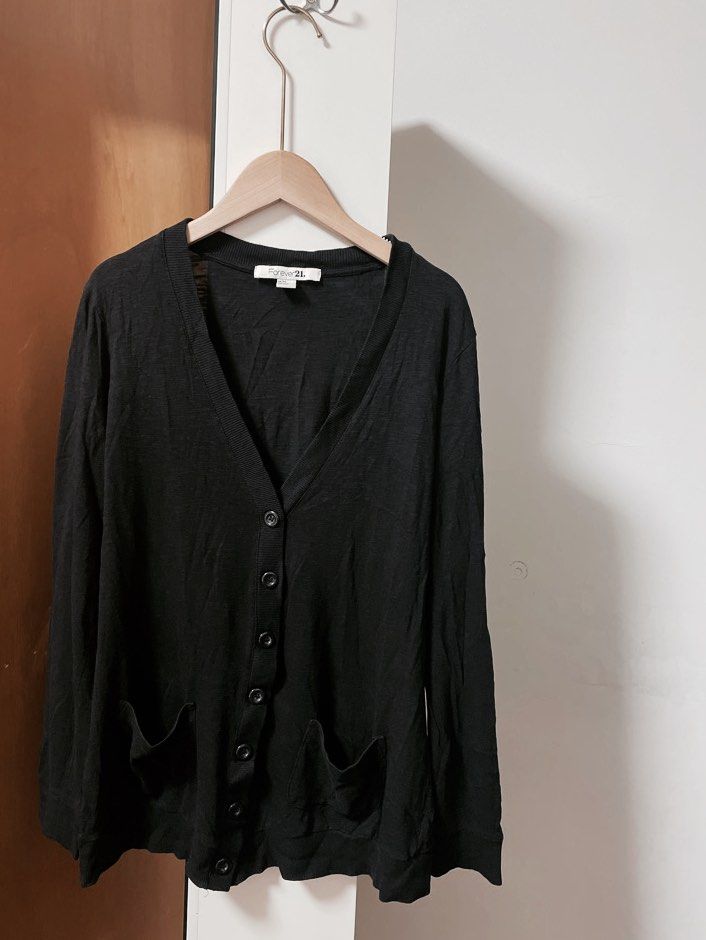Forever 21 top long black cardigan