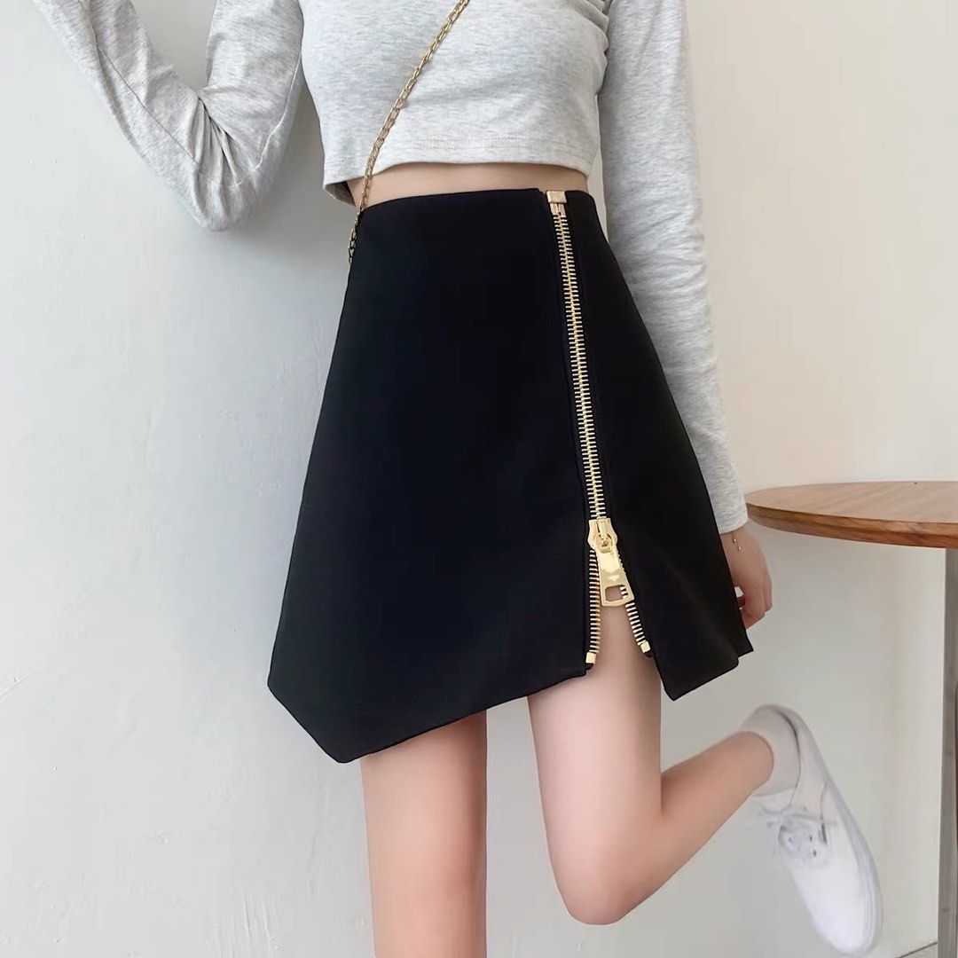 Black a line skirt with zip online