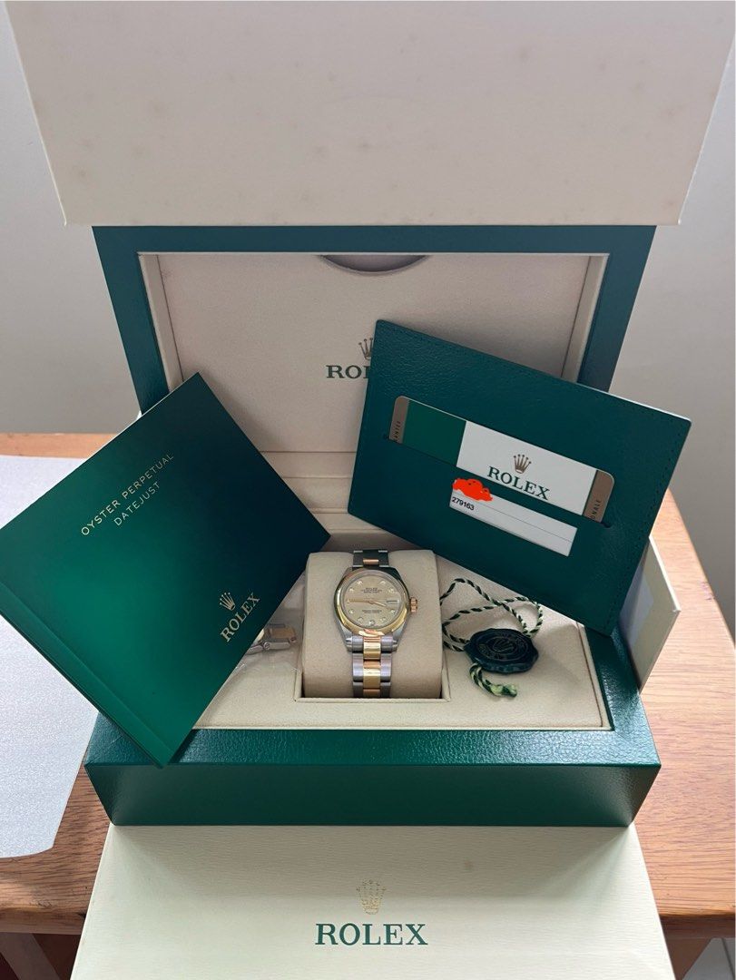 Full set Rolex 279163 Lady Datejust 28. Two tone yellow gold 10pt