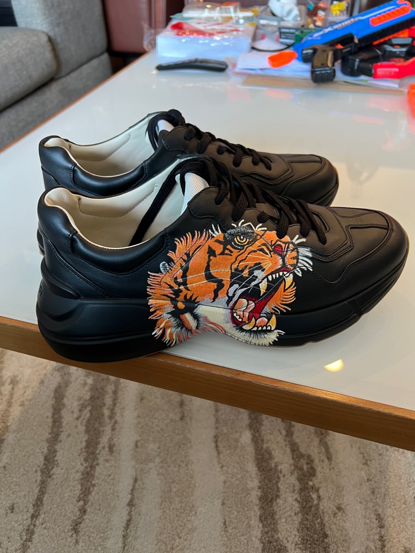 Men's rhyton leather sneaker with tigers hot sale