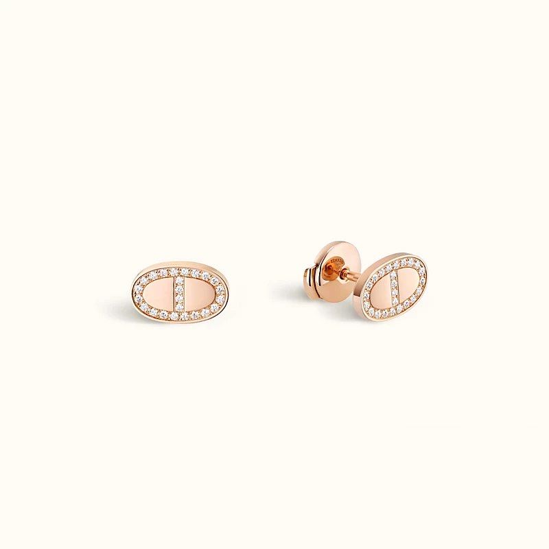 HERMES∽Puces d'oreilles Chaine d'ancre Contour パリ本店速達 chaine-d-ancre-contour-stud-