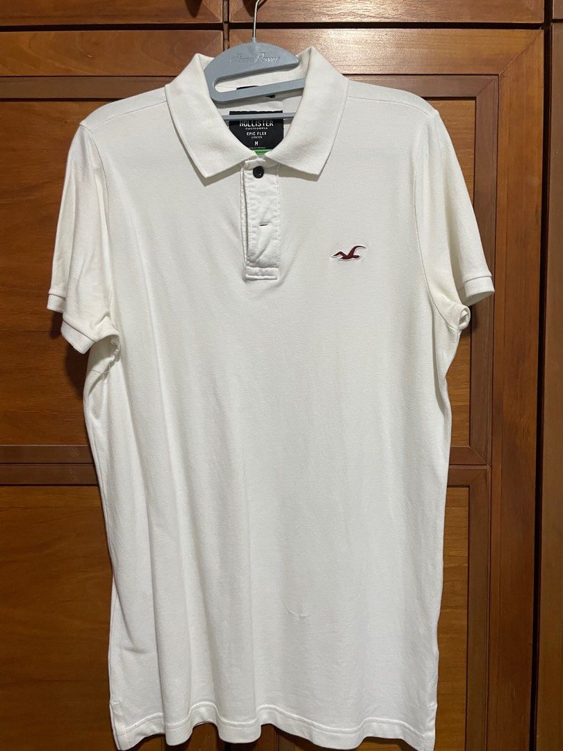 Hollister white store polo shirt
