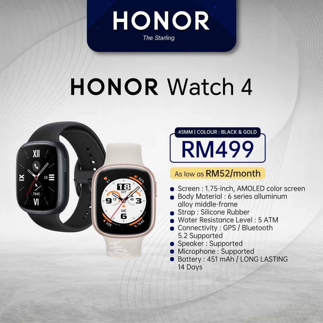 HONOR Watch 4 45mm 1 Year Warranty HONOR Malaysia, Mobile Phones