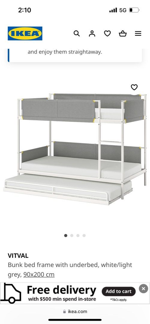 Ikea Vitval Bunk Bed, Babies & Kids, Baby Nursery & Kids Furniture