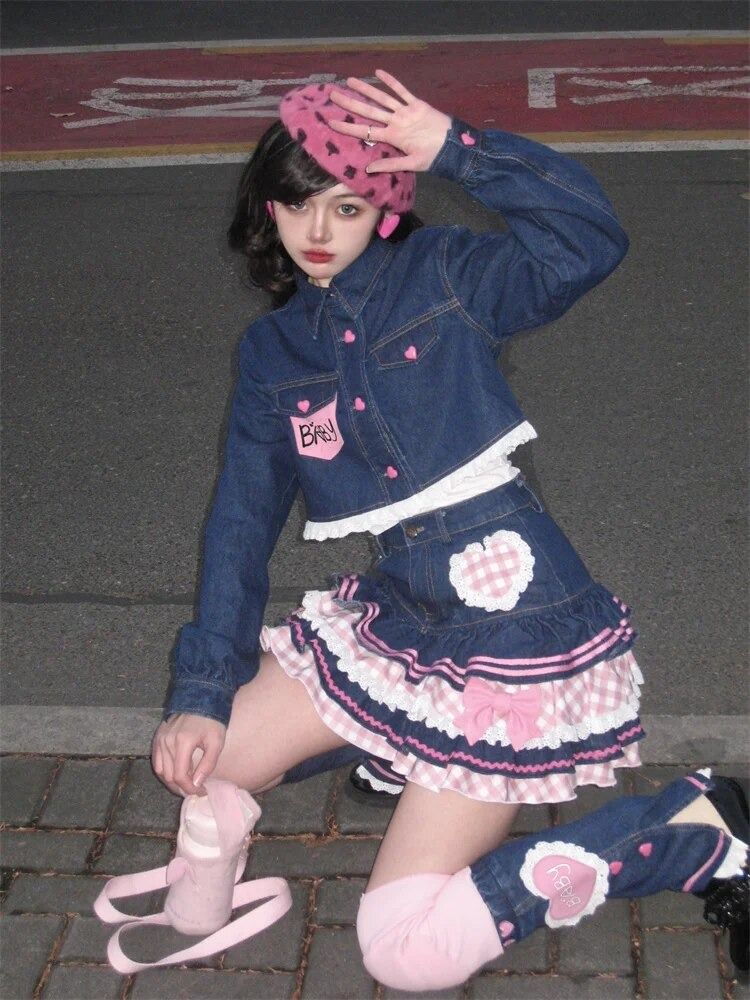 Japanese Women Girl Harajuku Preppy Style High Waist Lolita Slim Dress