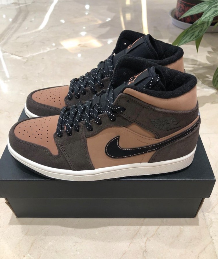 Jordan Air Jordan 1 mid se dark chocolate耐磨中幫復古籃球鞋男款深