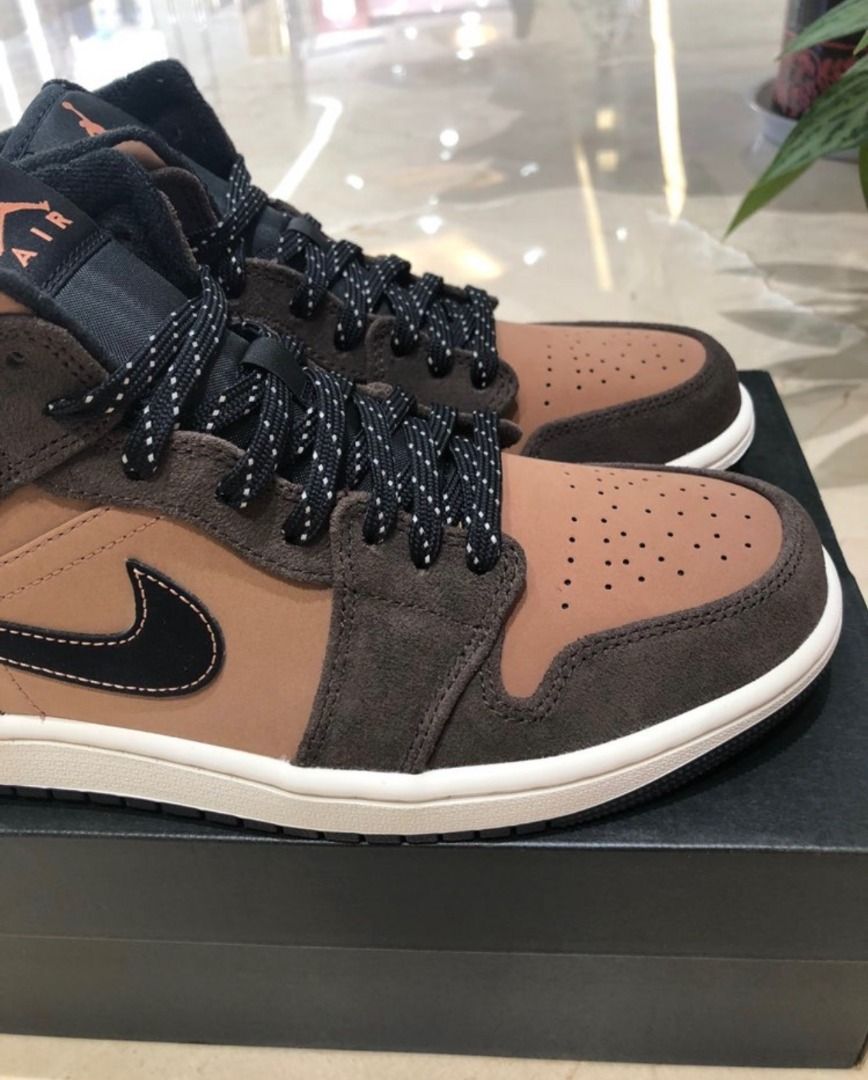 Jordan Air Jordan 1 mid se dark chocolate耐磨中幫復古籃球鞋男款深