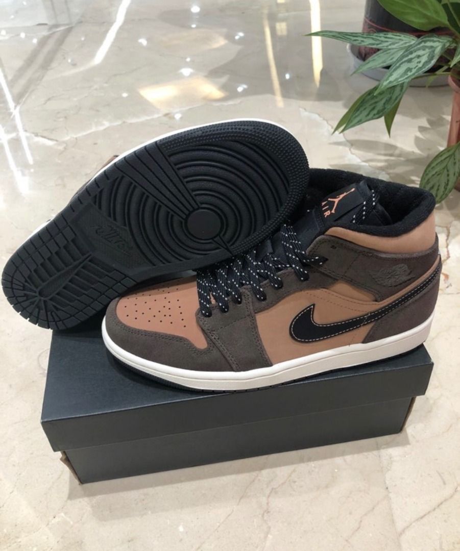 Jordan Air Jordan 1 mid se dark chocolate耐磨中幫復古籃球鞋男款深