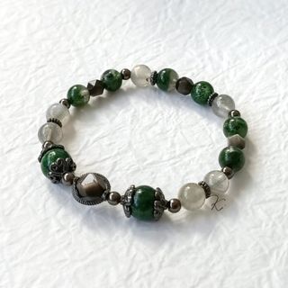 【Kate's gemstones】綠幽靈 銀曜石 拉長石 設計款手鍊｜避邪 化煞 防小人 清除負能量 招財 招人緣