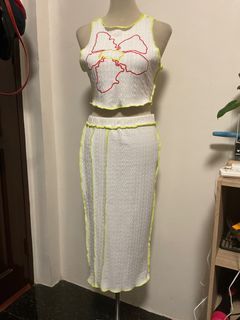 knitted maxi skirt and tank top coordinates