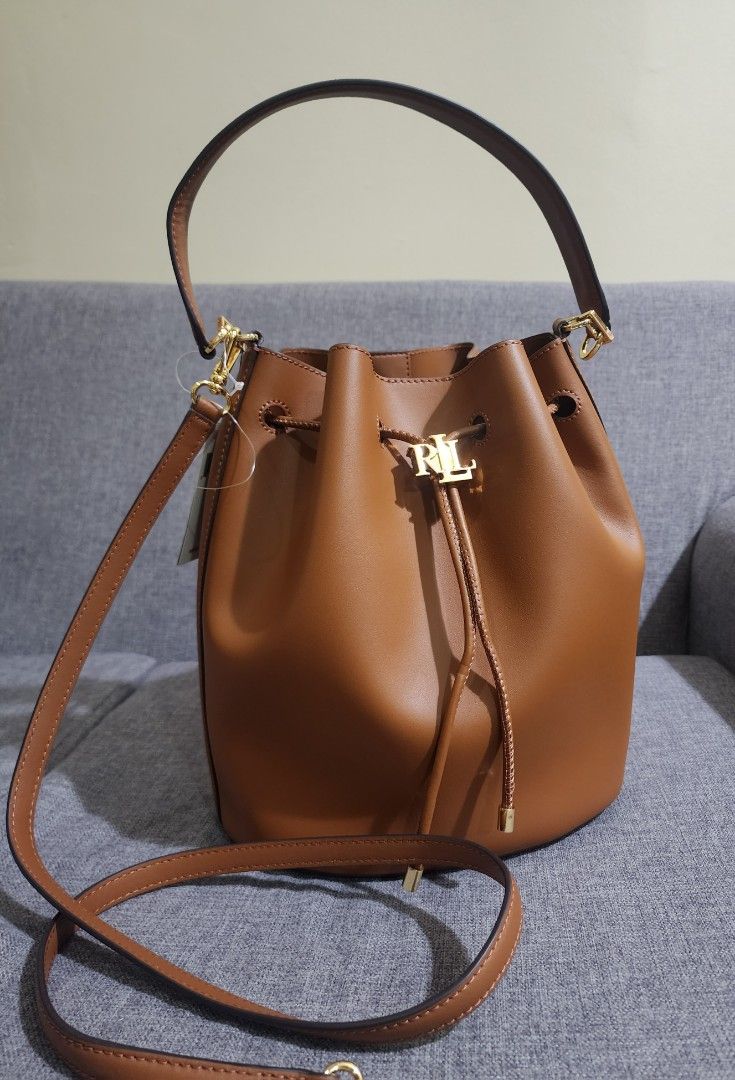 Lauren ralph lauren mini hotsell leather drawstring bucket bag