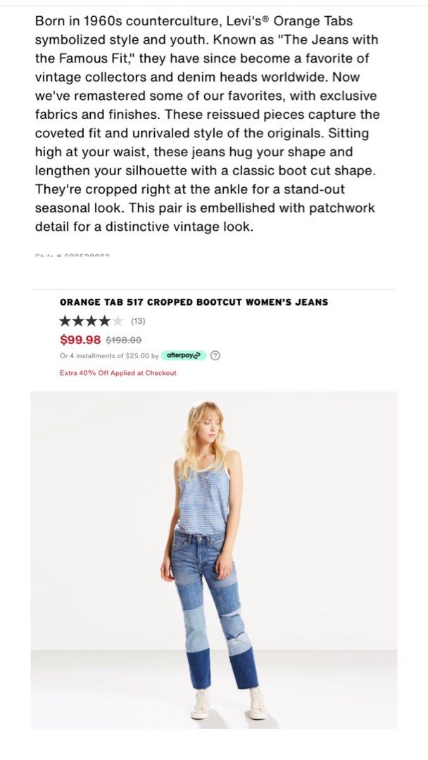 Levi's orange tab 517 deals cropped boot cut jeans