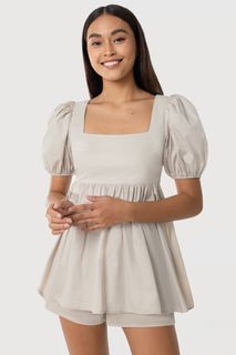 Lovet Tracie Puff Sleeve Babydoll Top