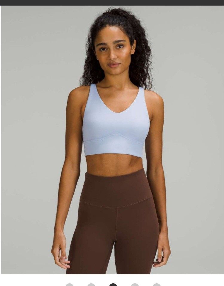 Lululemon In Alignment Longline Bra *Light Support, B/C Cup Blue Linen,  Women's Fashion, Activewear on Carousell